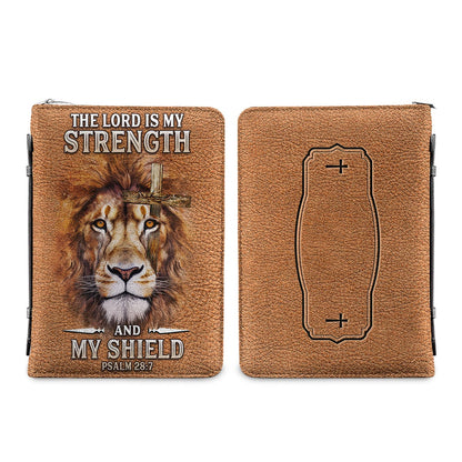 The Lord Is My Strength And My Shield Psalm 28 7 Lion Personalized Bible Cover - Christian Bible Covers For Women