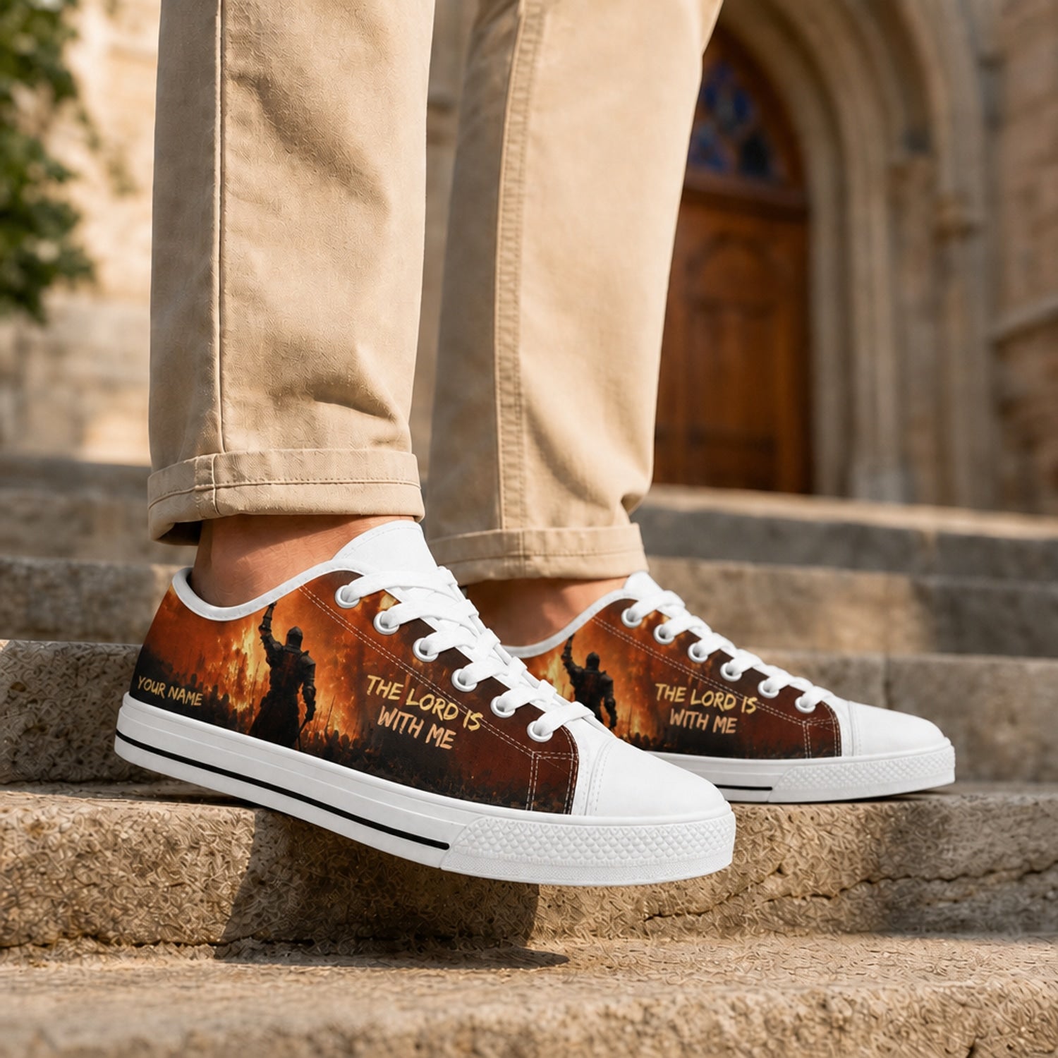 The Lord Is With Me Rustic Personalized Low Top Shoes Life style