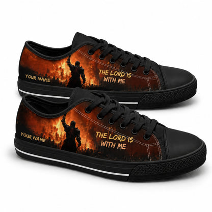 The Lord Is With Me Rustic Personalized Low Top Shoes black shoes