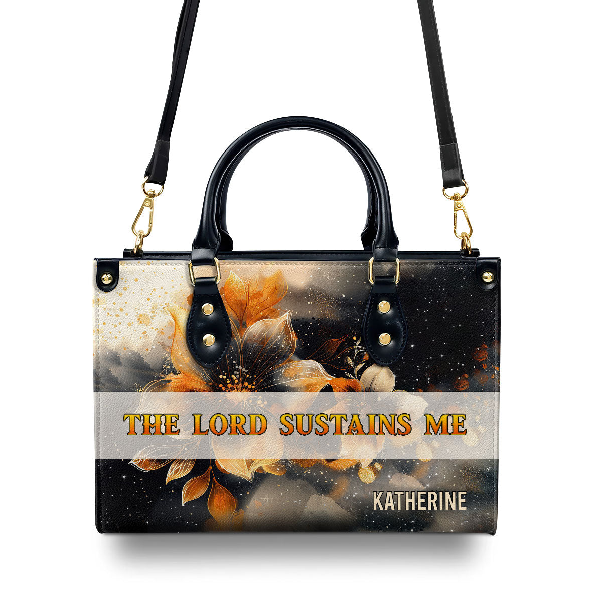 The Lord Sustains Me Custom Name Leather Handbags For Women
