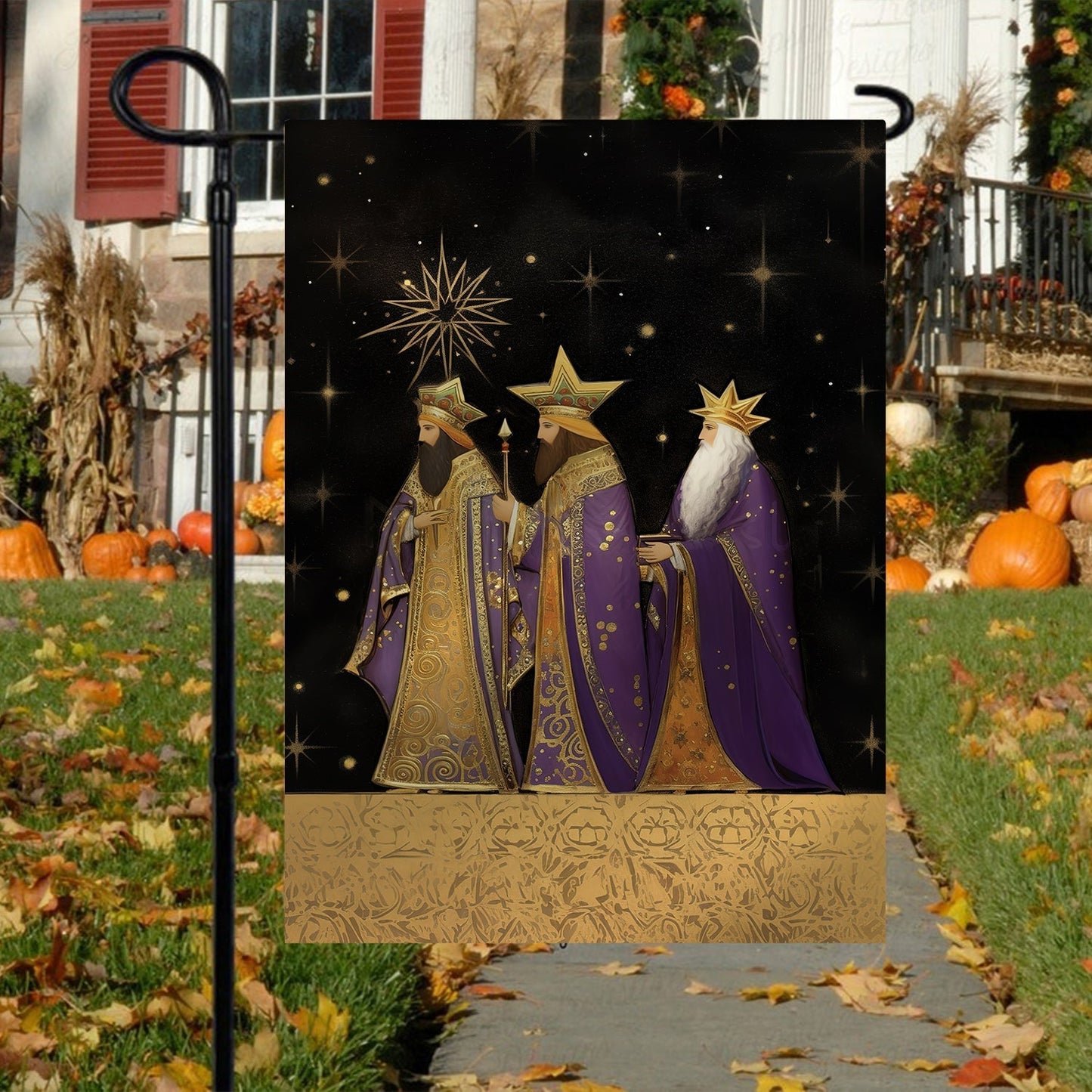The Majestic Journey Of He Three Wise Men Christmas Garden Flag - Christian House Flag