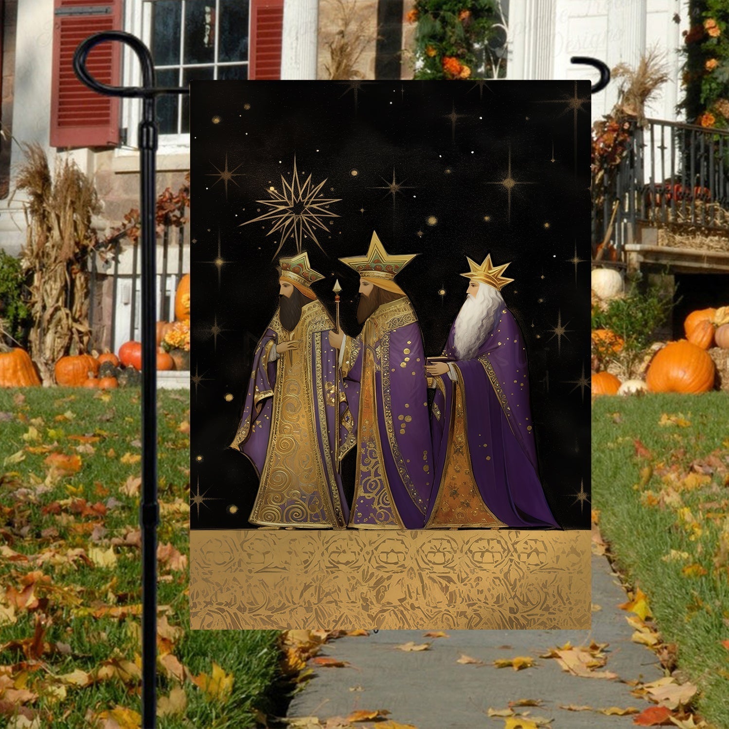 The Majestic Journey Of He Three Wise Men Christmas Garden Flag - Christian House Flag
