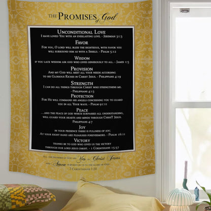 The Promises Of God Tapestry - Christian Tapestry - Bible Verse Tapestry