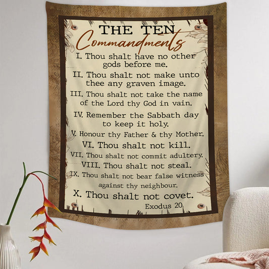 The Ten Commandments Tapestry - Christian Tapestry - Bible Verse Tapestry
