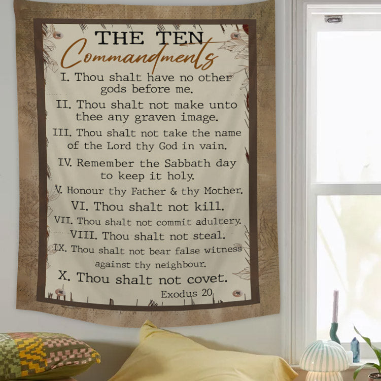 The Ten Commandments Tapestry - Christian Tapestry - Bible Verse Tapestry