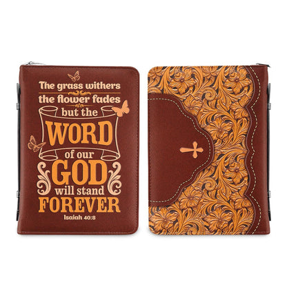 The Word Of Our God Stands Forever Isaiah 40 8 Butterfly Flower Carving Personalized Bible Cover