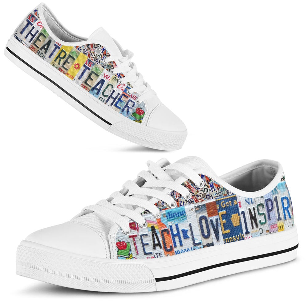 Theatre Teacher Inspire License Plates Low Top Shoes, Teacher Shoes, Low Top Sneakers