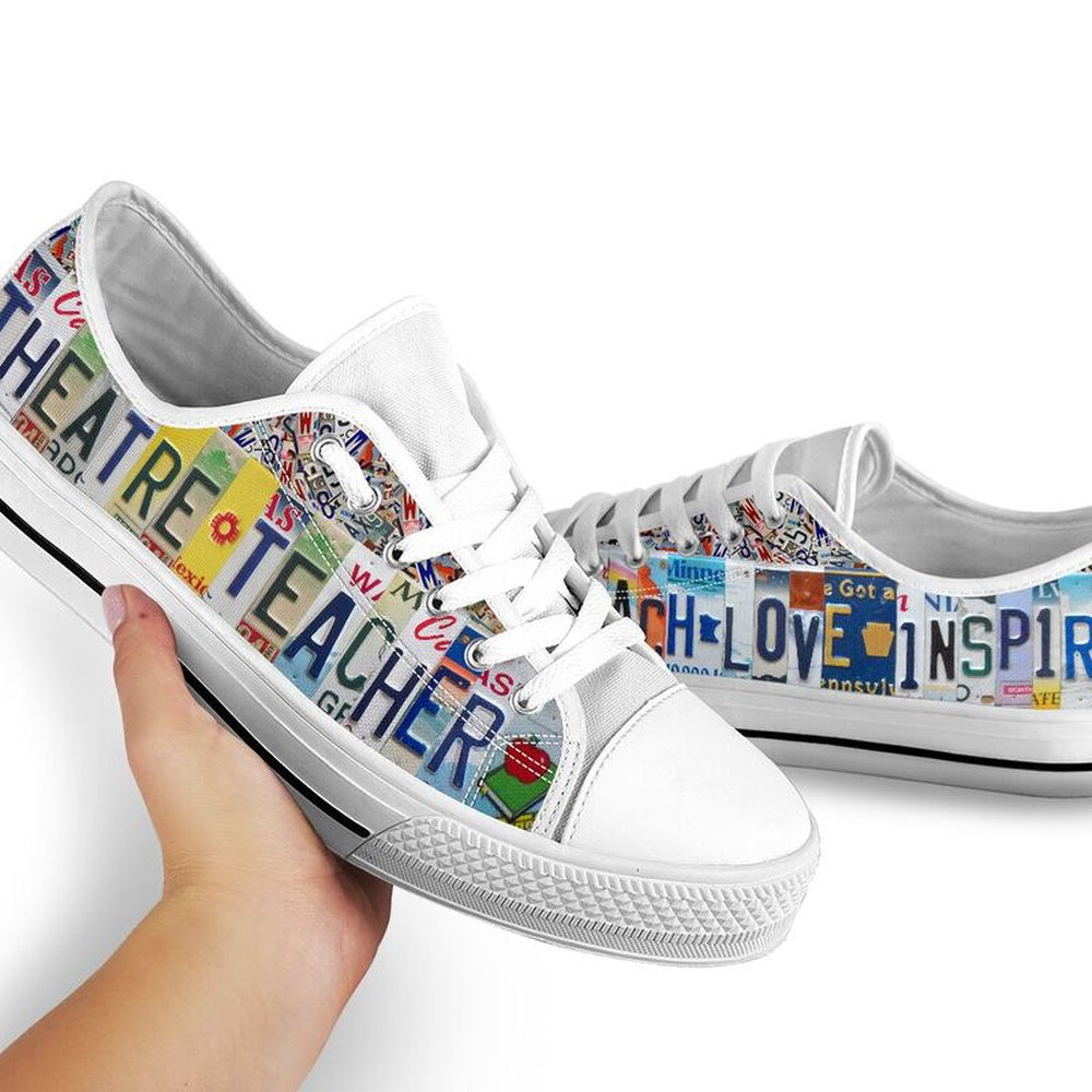 Theatre Teacher Inspire License Plates Low Top Shoes, Teacher Shoes, Low Top Sneakers