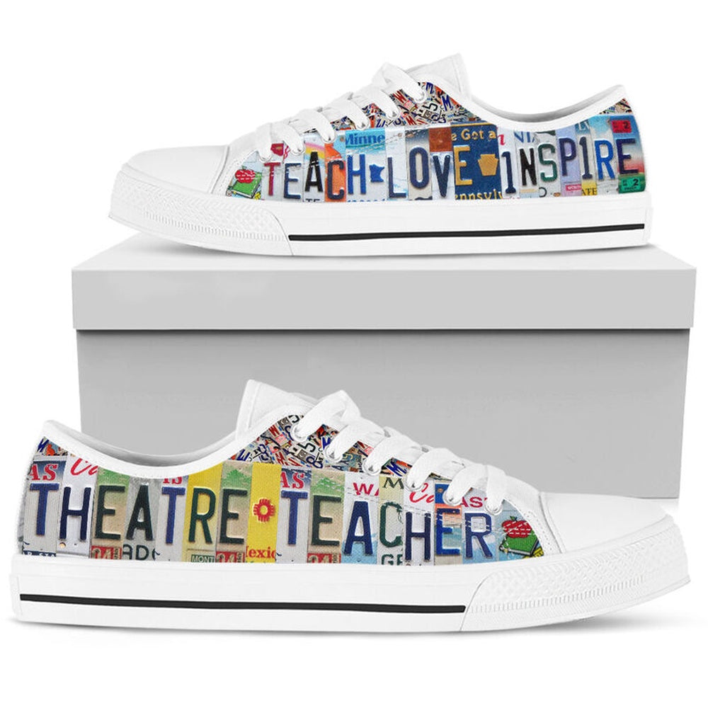 Theatre Teacher Inspire License Plates Low Top Shoes, Teacher Shoes, Low Top Sneakers