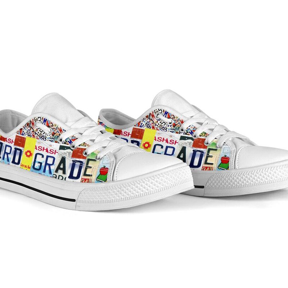 Third Grade Inspire License Plates Low Top Shoes, Teacher Shoes, Low Top Sneakers
