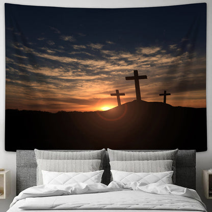 Three Cross Sunrise Tapestry - Christian Wall Tapestries