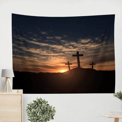 Three Cross Sunrise Tapestry - Christian Wall Tapestries