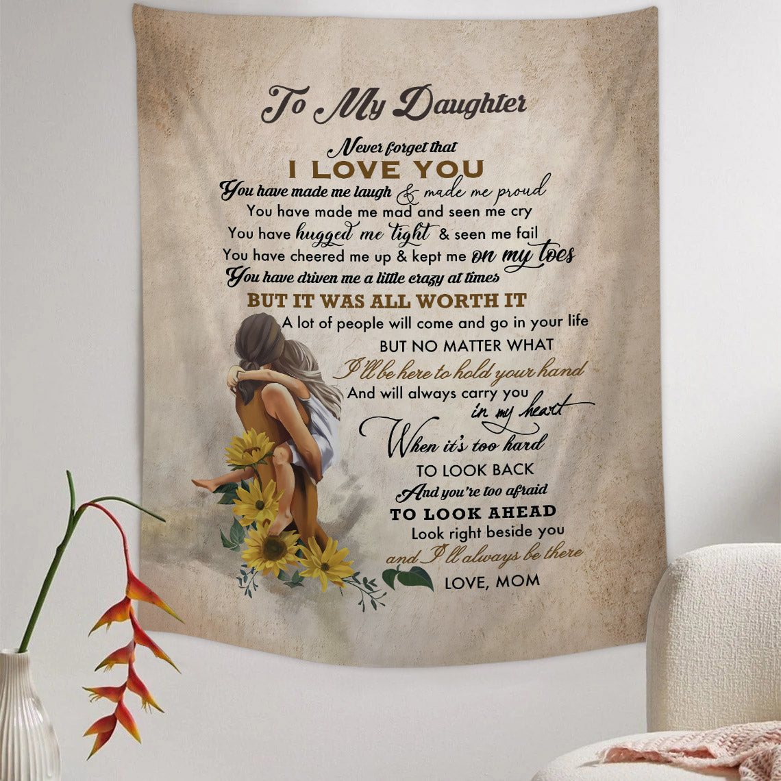 To My Daughter Never Forget That I Love You Tapestry - Christian Tapestry - Bible Verse Tapestry