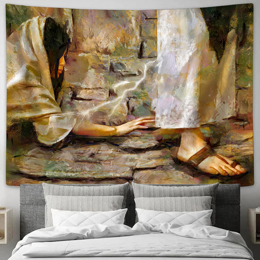 Touching The Hem Of Jesus Garment Tapestry - Christian Tapestry Wall Hanging