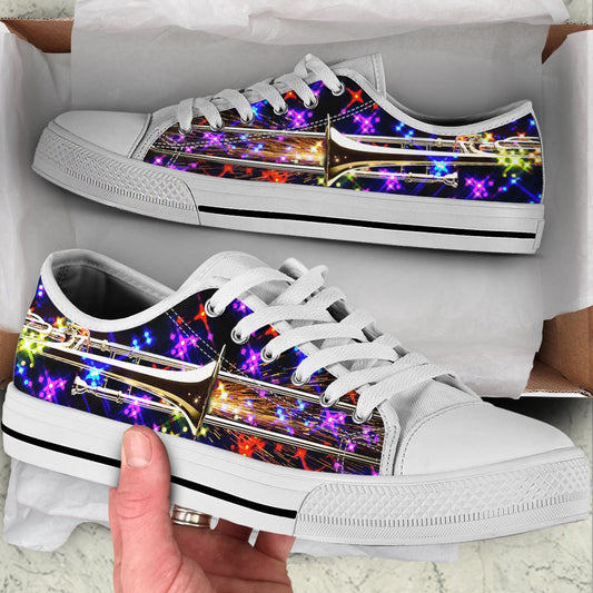 Trombone Celebrating Low Top Music Shoes, Canvas Shoes Design, Low Top Sneaker