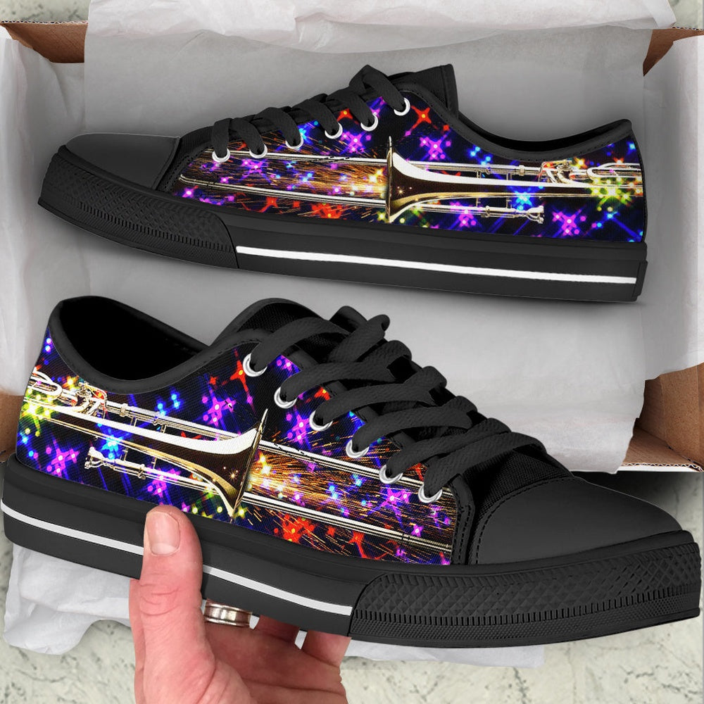Trombone Celebrating Low Top Music Shoes, Canvas Shoes Design, Low Top Sneaker