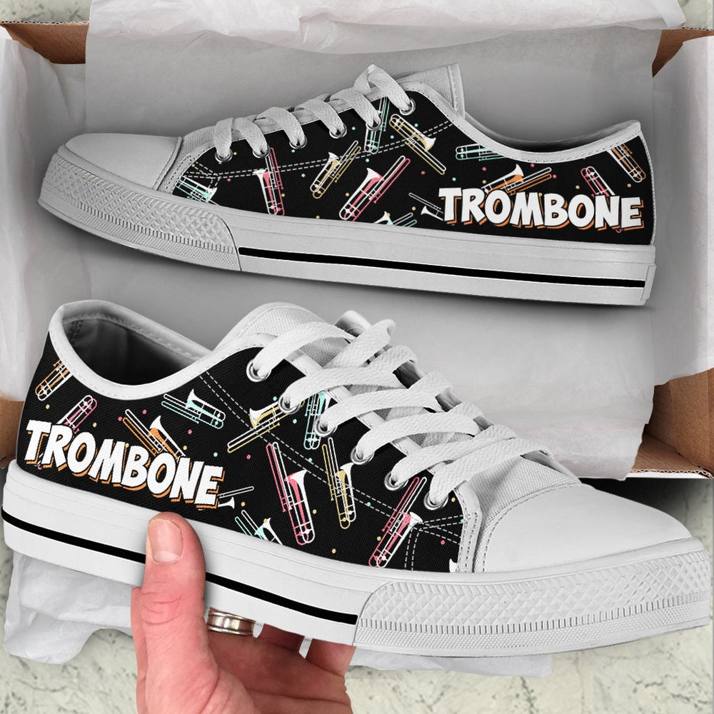 Trombone Color Low Top Music Shoes, Canvas Shoes Design, Low Top Sneaker