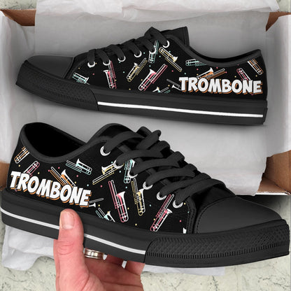 Trombone Color Low Top Music Shoes, Canvas Shoes Design, Low Top Sneaker