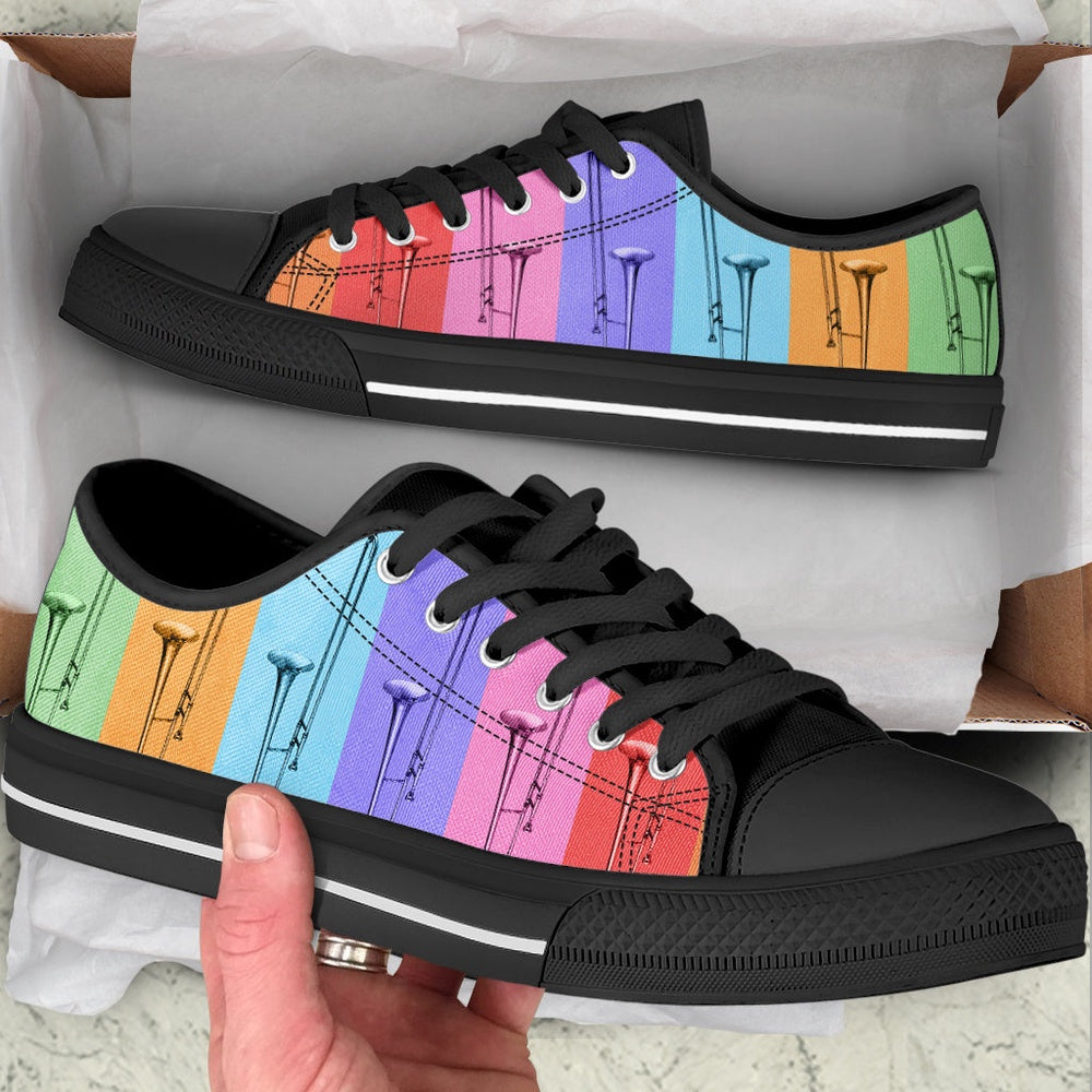Trombone Color Shape Low Top Music Shoes, Canvas Shoes Design, Low Top Sneaker