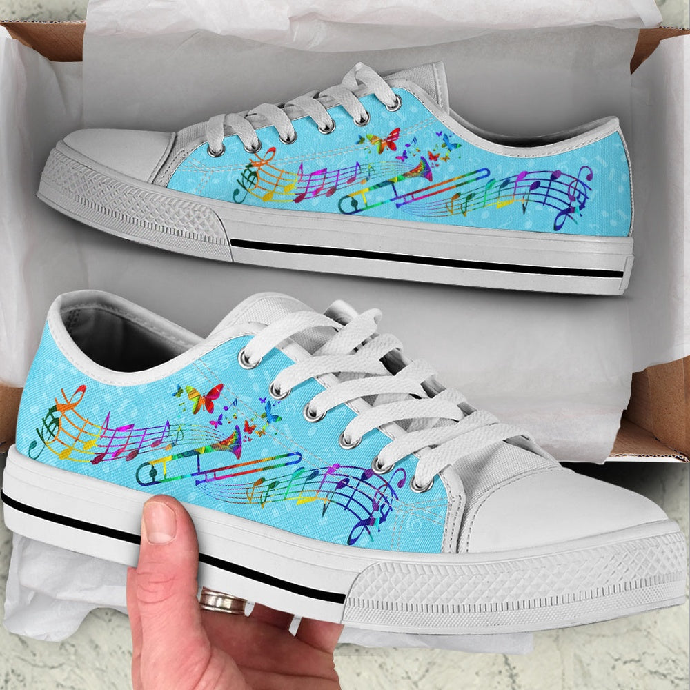 Trombone Colorfullow Top Music Shoes, Canvas Shoes Design, Low Top Sneaker