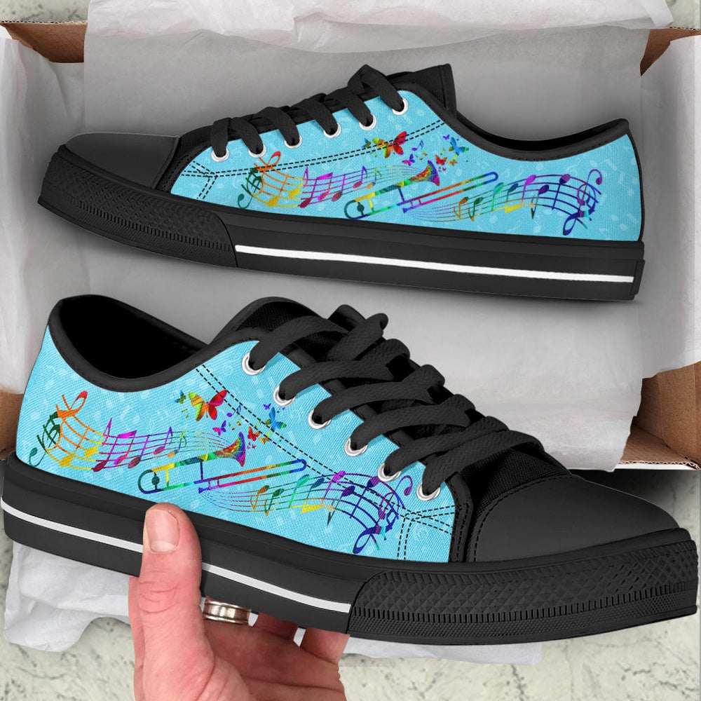 Trombone Colorfullow Top Music Shoes, Canvas Shoes Design, Low Top Sneaker