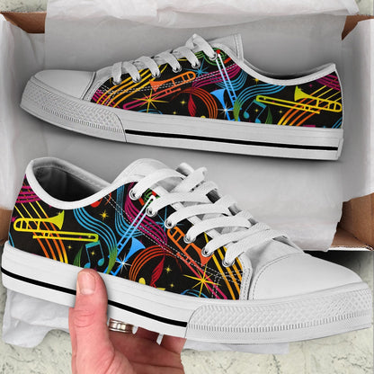 Trombone Fabric Color Low Top Music Shoes, Canvas Shoes Design, Low Top Sneaker