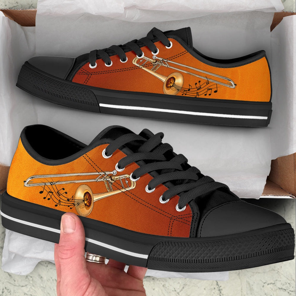 Trombone Free Color Low Top Music Shoes, Canvas Shoes Design, Low Top Sneaker