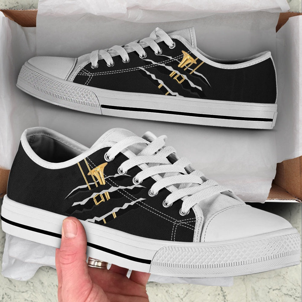 Trombone Scratch Low Top Music Shoes, Canvas Shoes Design, Low Top Sneaker