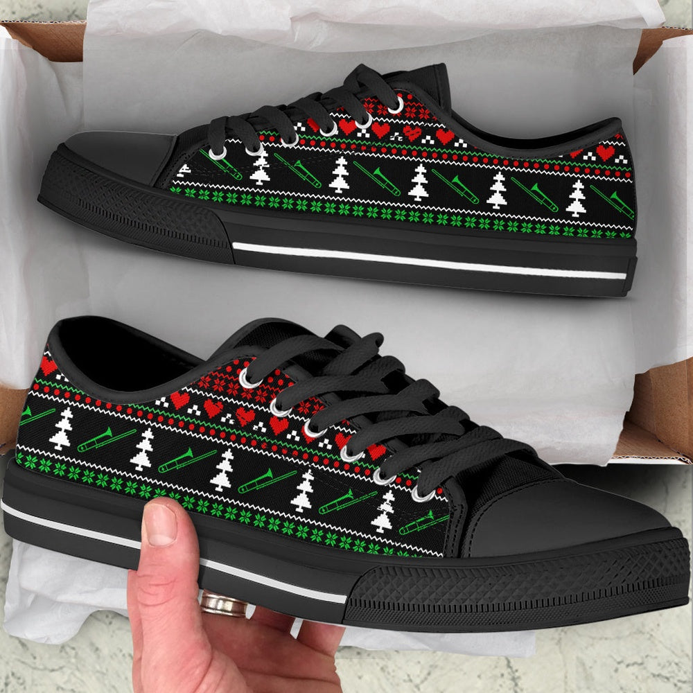 Trombone Symbol Christmas Low Top Shoes , Low Top Sneaker, Low Top Canvas Shoes