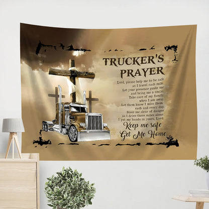 Trucker's Prayer Tapestry - Christian Tapestry Wall Hanging