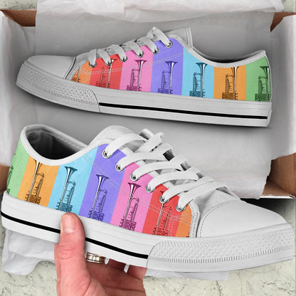 Trumpet Color Shape Low Top Music Shoes, Canvas Shoes Design, Low Top Sneaker