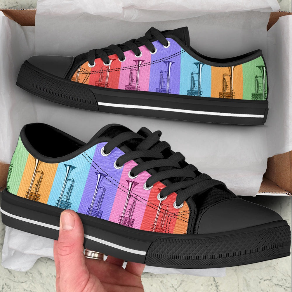 Trumpet Color Shape Low Top Music Shoes, Canvas Shoes Design, Low Top Sneaker
