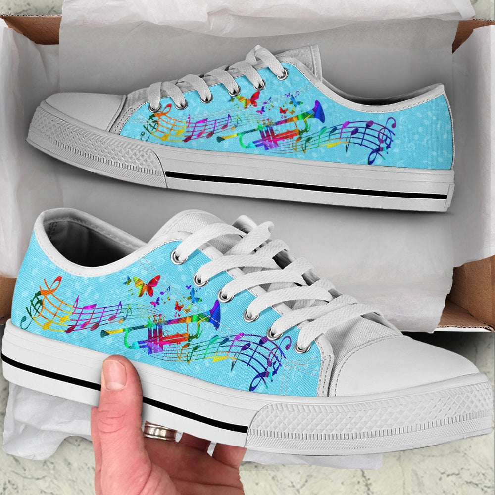 Trumpet Colorful Low Top Music Shoes, Canvas Shoes Design, Low Top Sneaker