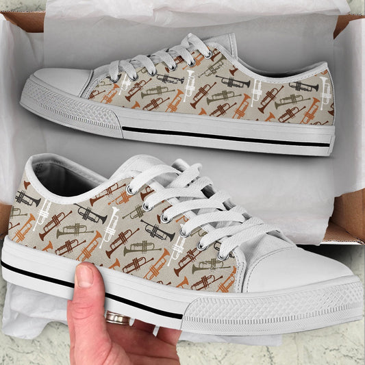 Trumpet Pattern Sk Low Top Music Shoes, Canvas Shoes Design, Low Top Sneaker