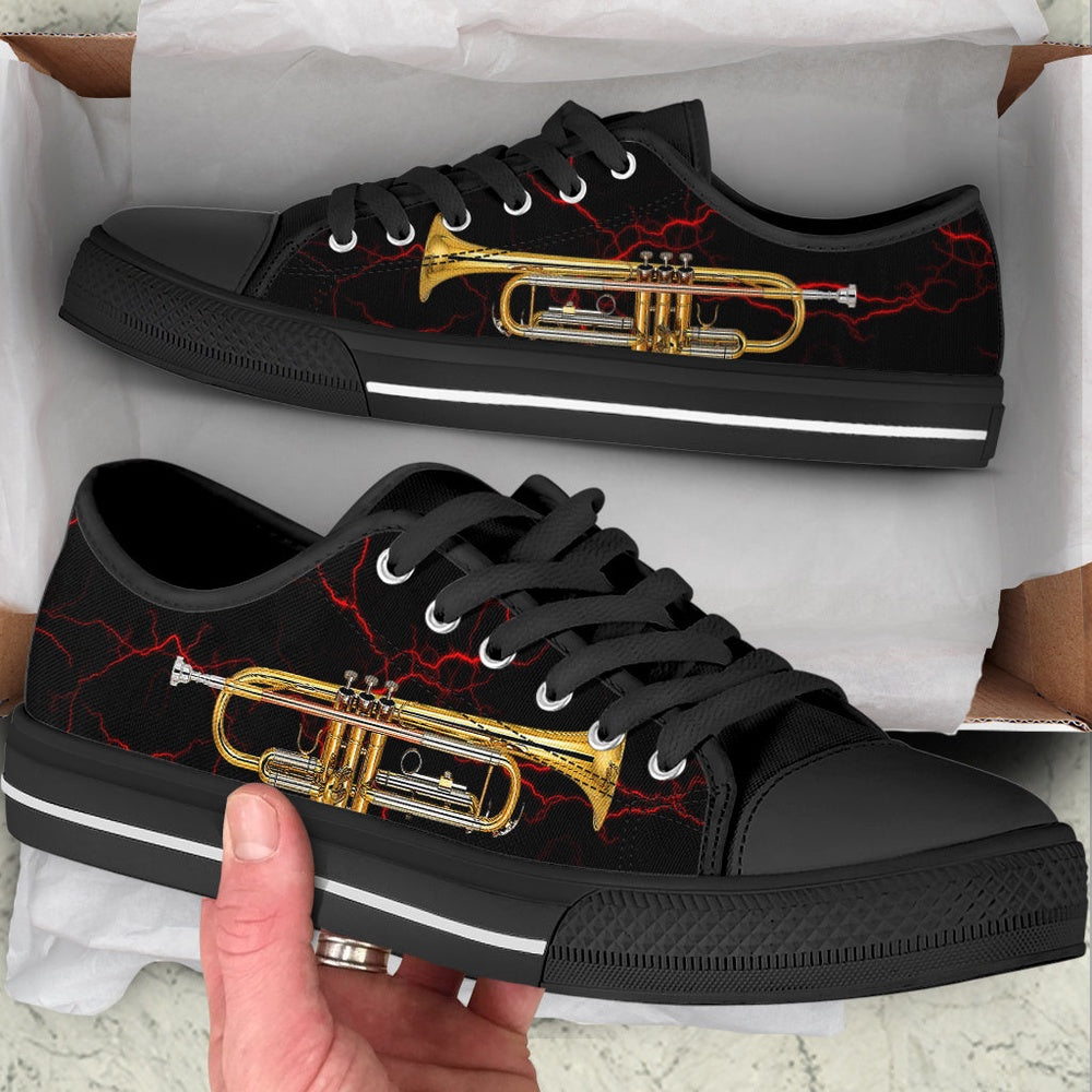 Trumpet Red Thunder Low Top Music Shoes, Canvas Shoes Design, Low Top Sneaker