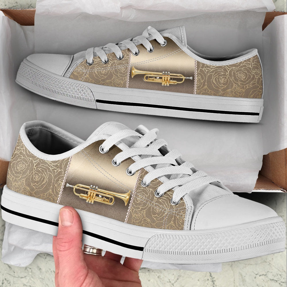 Trumpet Rose Metal Low Top Music Shoes, Canvas Shoes Design, Low Top Sneaker