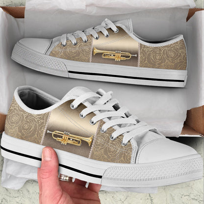 Trumpet Rose Metal Low Top Music Shoes, Canvas Shoes Design, Low Top Sneaker