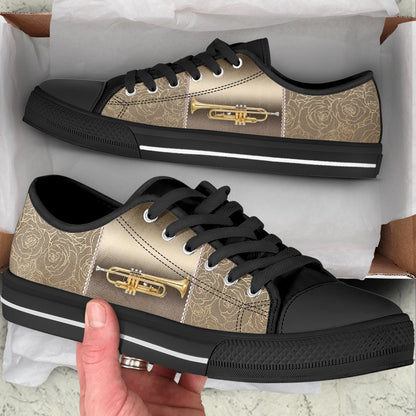 Trumpet Rose Metal Low Top Music Shoes, Canvas Shoes Design, Low Top Sneaker