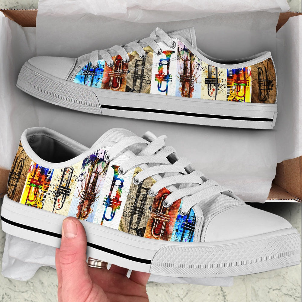 Trumpet Style Color Low Top Music Shoes, Canvas Shoes Design, Low Top Sneaker