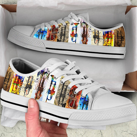 Trumpet Style Color Low Top Music Shoes, Canvas Shoes Design, Low Top Sneaker