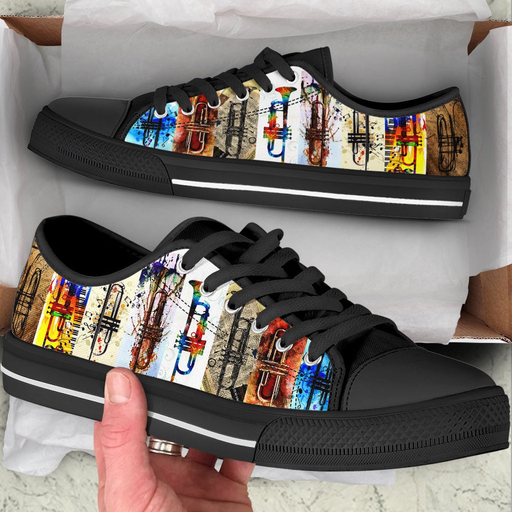 Trumpet Style Color Low Top Music Shoes, Canvas Shoes Design, Low Top Sneaker