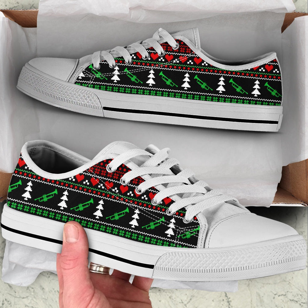 Trumpet Symbol Christmas Low Top Shoes , Low Top Sneaker, Low Top Canvas Shoes