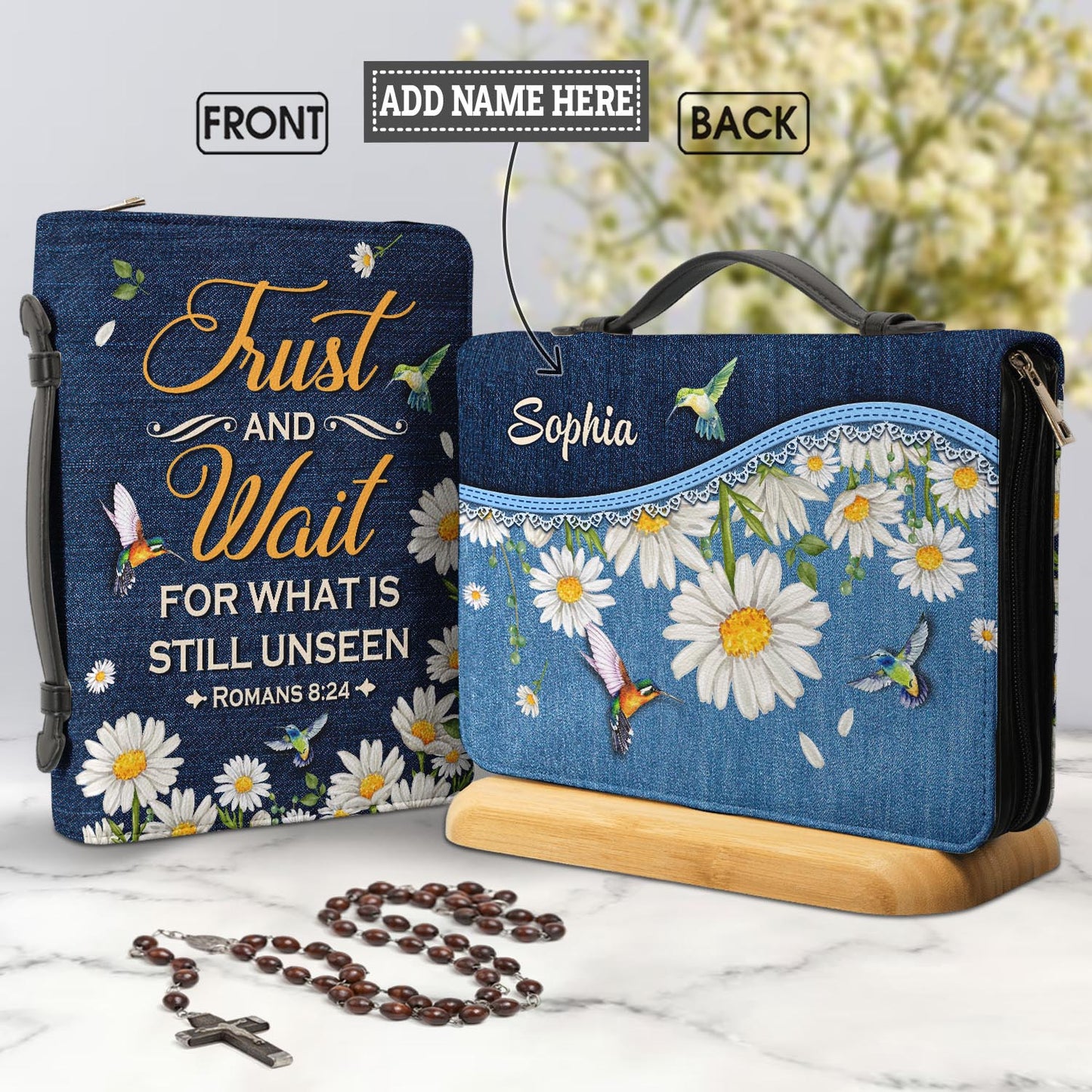 Trust And Wait For What Is Still Unseen Romans 8 24 Personalized Bible Cover - Christian Bible Covers For Women