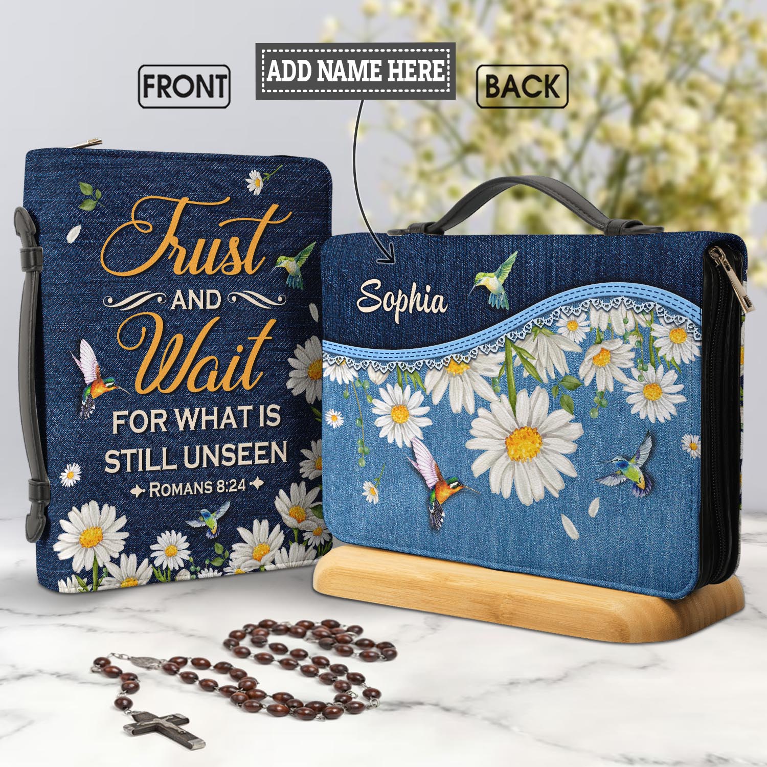 Trust And Wait For What Is Still Unseen Romans 8 24 Personalized Bible Cover - Christian Bible Covers For Women