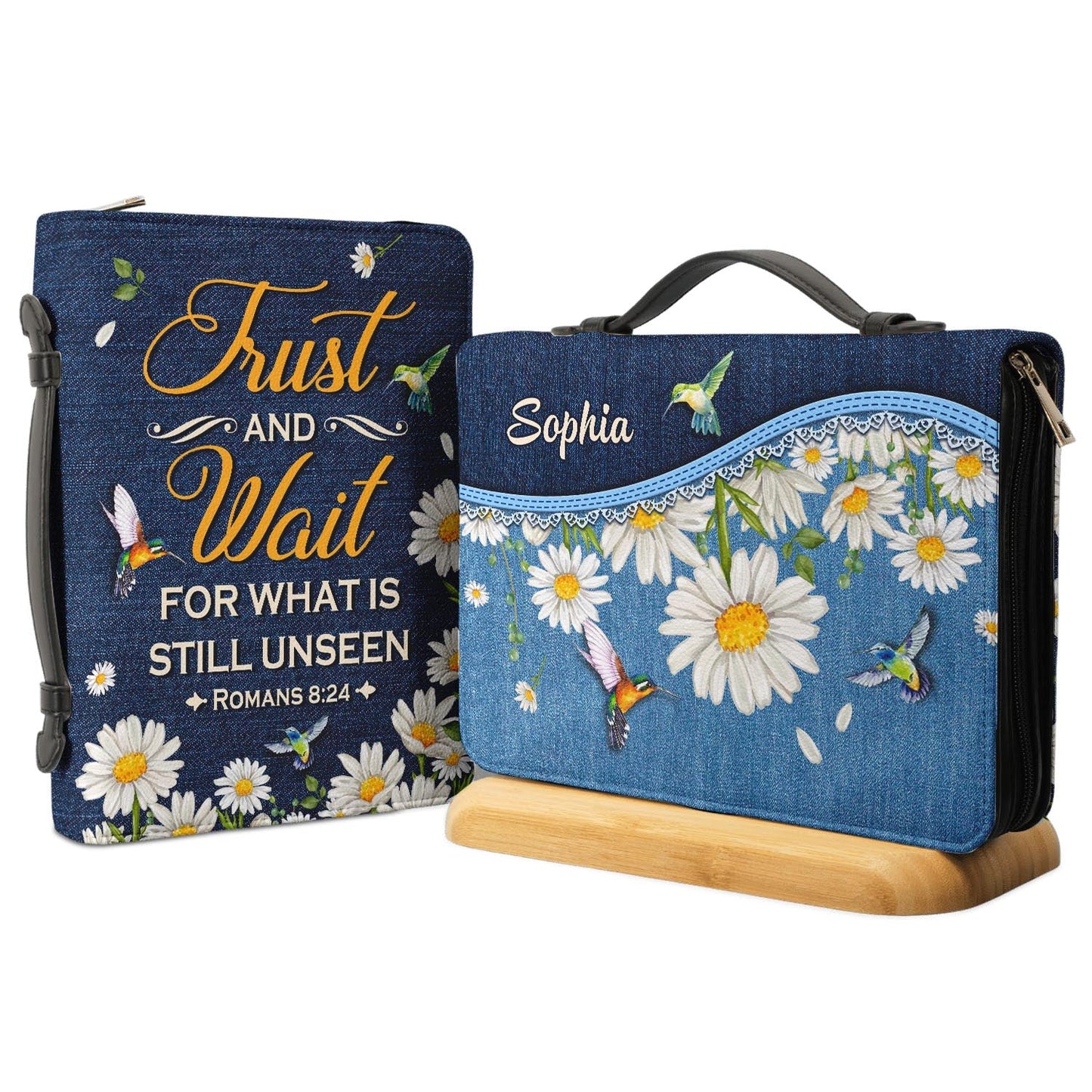 Trust And Wait For What Is Still Unseen Romans 8 24 Personalized Bible Cover - Christian Bible Covers For Women