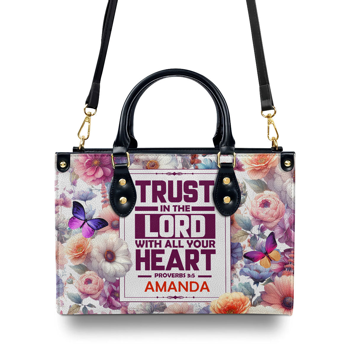 Trust In The Lord Personalized Leather Handbag - Custom Name Leather Handbags For Women