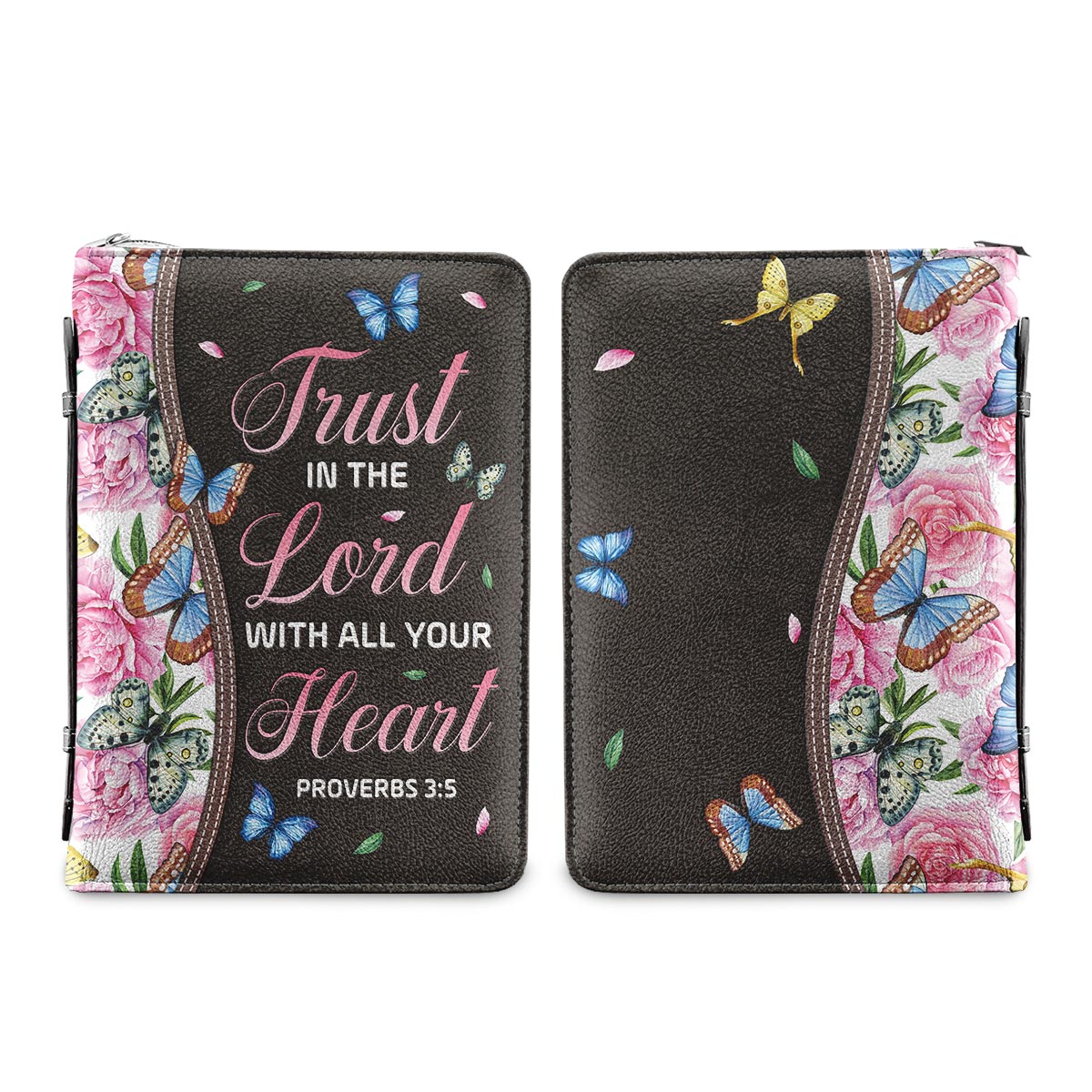 Trust In The Lord Proverbs 3 5 Butterfly Pattern Personalized Bible Cover - Christian Bible Covers For Women