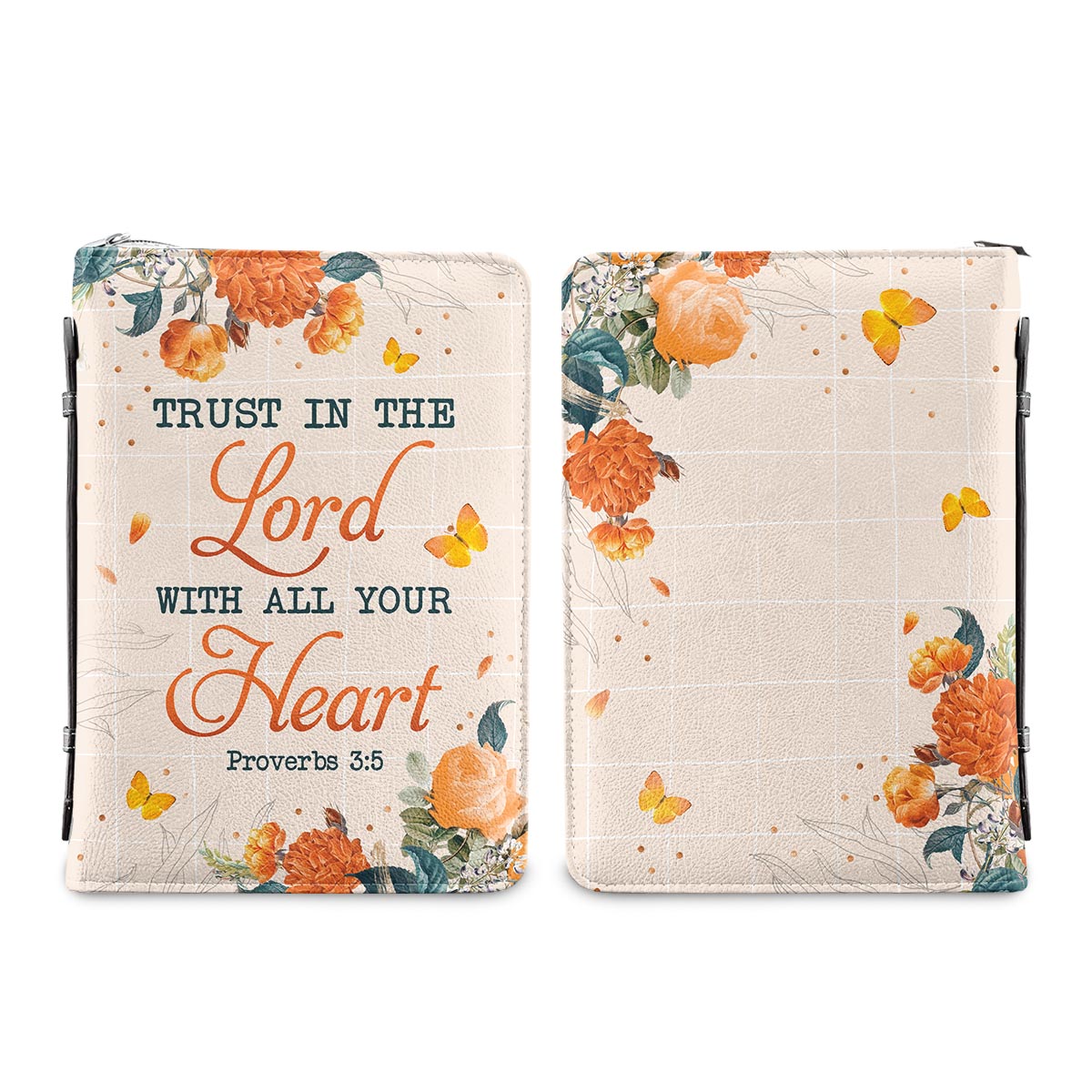 Trust In The Lord Proverbs 3 5 Butterfly Vintage Flower Personalized Bible Cover - Christian Bible Covers For Women