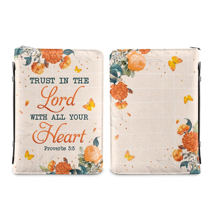 Trust In The Lord Proverbs 3 5 Butterfly Vintage Flower Personalized Bible Cover - Christian Bible Covers For Women