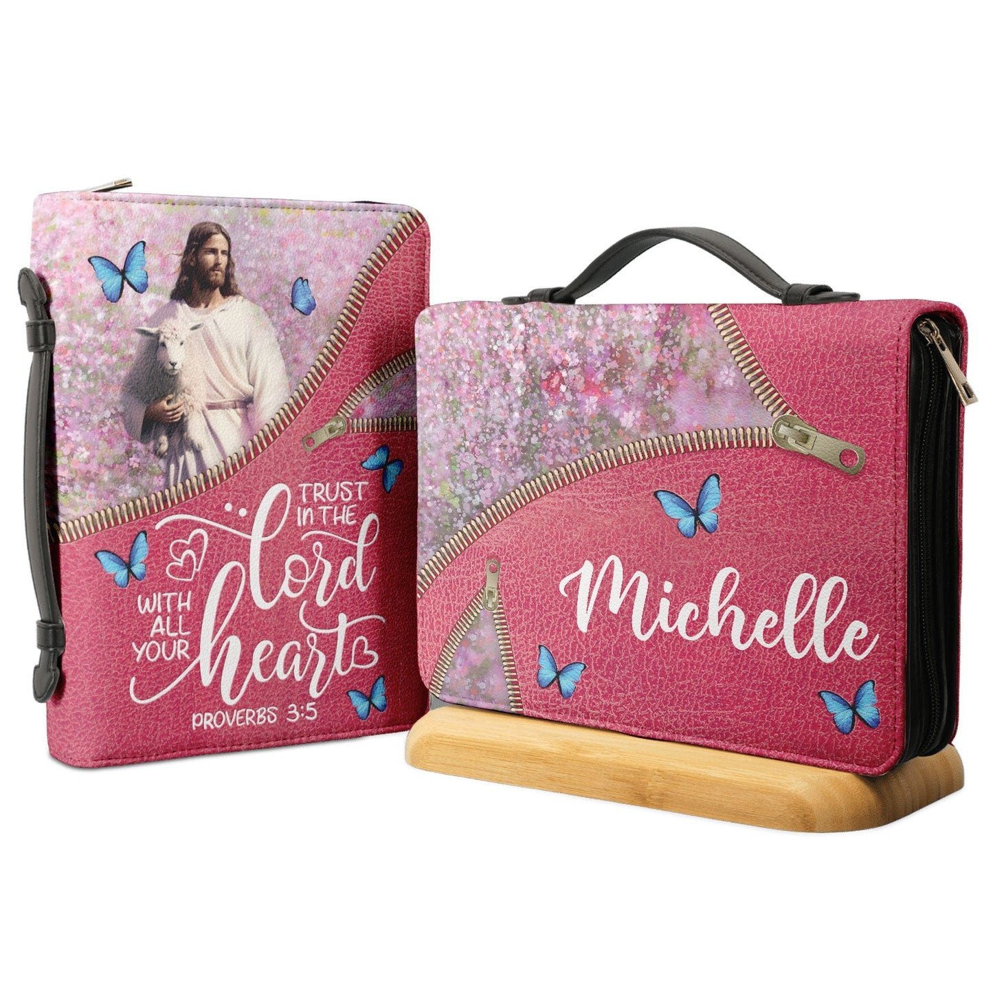 Trust In The Lord Proverbs 3 5 Butterfly Zipper Style Personalized Bible Cover - Christian Bible Covers For Women